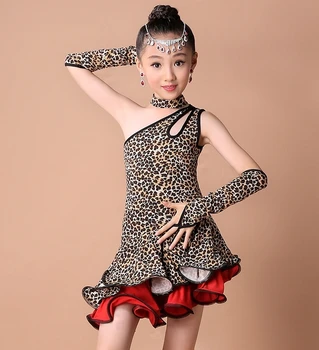 Zebra/Leopard Seksi Singel Ramenski Latinsko Plesno Obleko Dekleta, Salsa/Samba Fazi Kostume Tango Oblačila F Otroke Dvorana Oblačila