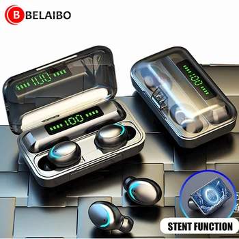 F9TWS Brezžične Slušalke Bluetooth 5.0 Slušalke LED Zaslon na Dotik Stereo Čepkov Šport, Glasbo, Slušalke 2000mAh, Polnjenje Box