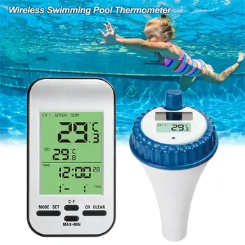 Brezžični Bazen Termometer Nepremočljiva Bazen Plavajoči Termometer Z LCD Zaslonom Sončno energijo Baterije Termometer