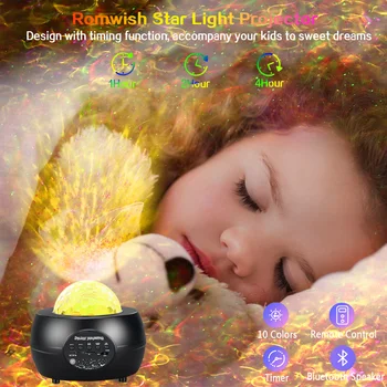 LED Nočna Lučka za Bluetooth Predvajalnik Glasbe Daljinsko Zvezdnato Vodni Val Projektor USB Otrok Spalnica Dekoracijo Projektor Otroška Lučka