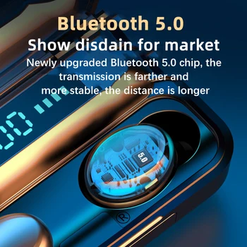 F9-32 TWS Bluetooth V5.0 Slušalke Brezžične slušalke Z Mikrofonom Šport Vodotesne Slušalke 1200Mah Polnjenje Polje Za Android