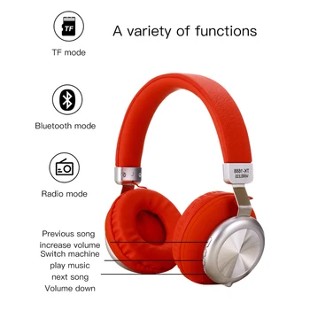 Brezžične slušalke 5.0 Bluetooth slušalke z HIFI radio, igre, ples, knjižnica Podpira glasovne klice z mikrofonom za ios Android