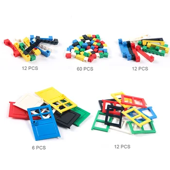 102pcs gradniki Mesto DIY Ustvarjalne Hiše Opeke Vrata Windows Opeke Večino Izobraževalnih Otroci Igrače Blokov Lego Fit
