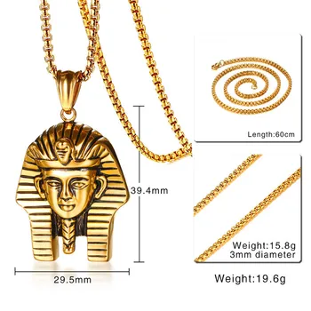 ZORCVENS Egiptovski Faraon Obesek za Moške Ogrlica Zlato Barvo 24