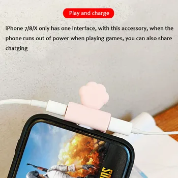 Za Apple lightning 2 v 1 Priključek za Slušalke Adapter za iPhone 11 XS Max XR 6s 7 8 Plus Srčkan Risanka Audio Adapter