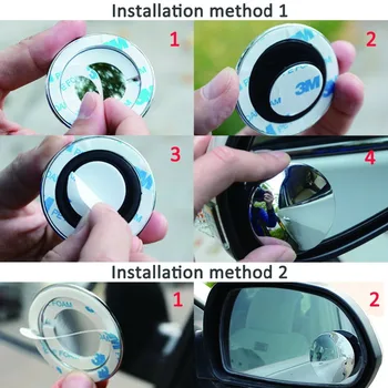 4PCS Avto Notranje zadeve Rearview Mirror Sub 360 Stopinj Vrtljiv Avto Blind Spot Ogledalo Auto Saftety Ogledala