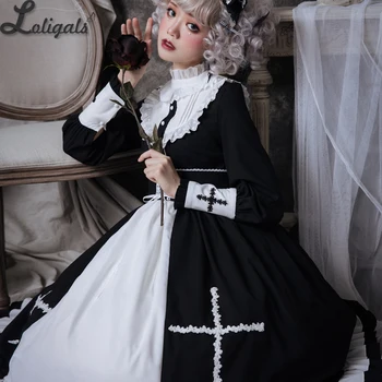 Holly Cross ~ Elegantno Dolgo Luč Rokav Lolita Obleko Letnik Stranka Obleko