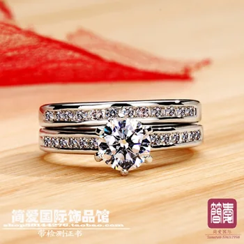 Luksuzni kakovosti 1ct blazine cut NSCD sintetičnih kamen poročni prstan set za ženske,solid silver zaročni prstan,predlog obroč