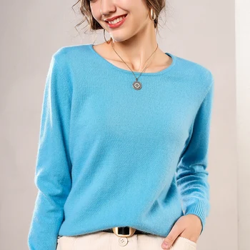 Volna puloverji okrogle ovratnik zajec kašmir pulover ženske Polno kratkimi rokavi, priložnostne slog, puloverji visoke kakovosti skokih