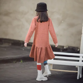 Najstniška Dekleta, Obleko Turtleneck Priložnostne Midi Dolgo Toplo Otroci, Oblačila, Elegantno Obleko 2020 Novo Jeseni in Pozimi , #9266