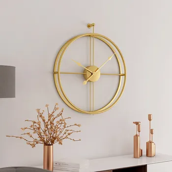 Luksuzni velikan Stenska Ura Kovinski Lron Minimalističen Industrijske Slog Tiho Zlati 3D Ure Reloj Pared Doma Dekoracijo Sodobno Oblikovanje