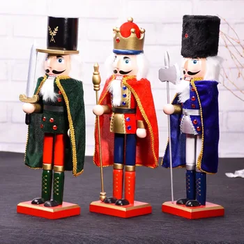 [MGT38cm lesene vojak lutka nutcracker s štirimi kraljestvu pravljica znakov okraski doma okraski za Božična darila, obrti