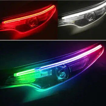 2pcs Avto Zaporedno Teče RGB Dnevnih Luči DRL APP Multi Barva Svetlobe LED Trak Vključite Opozorilne Luči Za Smerniki