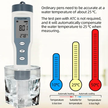 Digitalni 3 v 1 TDS PH Temperatura Meter Tester PH Žep Tester Kakovost Vode za Pitno Vodo Hydroponic Akvarijih 40% popusta