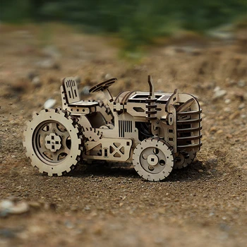 Robotime DIY Premično Mehanski Model Gradnjo Kompleti za Planu Lesene Igrače, Darila Traktor LK401 za Dropshipping