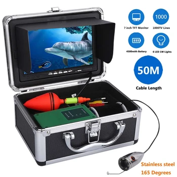 50m Podaljšek Fish Finder z Barvna CCD HD 1000TVL Podvodni Ribolov Video Kamere 7 palčni Barvni TFT Zaslon Anti-Sonce Pokrov