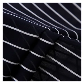 75D visoko twist šifon tkanine DIY ženska moda obleko tkanine temno modro črtasto tiskane tkanine debelo