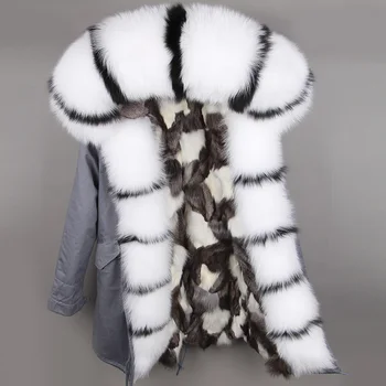2018 naravnih lisica krzno linijskih dolgo vrhnja oblačila zimsko jakno rakun krzno oblog big pravi lisica krzno ovratnik plašč parkas