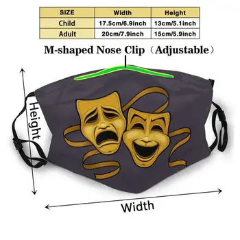 Zlato Komedija In Tragedija, Gledališke Maske 3d Tiskanja za Večkratno uporabo Usta Masko Stroj Filter Proti Prahu Obraz Masko, ki Deluje Igralec