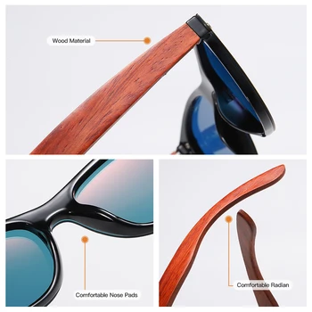 EZREAL Mens sončna Očala Polarizirana Rdeče Lesa Zrcalni Objektiv, sončna Očala Ženske blagovne Znamke Design Pisane Odtenke Ročno S5029