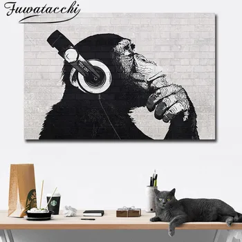DJ opica wall art HD fotografij in plakatov platno art živalskih oljna slika Wall Art Modular Sliko Za Dnevna Soba Dekoracijo