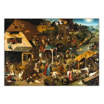 Citon Pieter Bruegel《Netherlandish Pregovori》Platno Umetnosti Oljno Sliko Umetnine Plakat Slika Stenski Dekor Doma Notranje Opreme