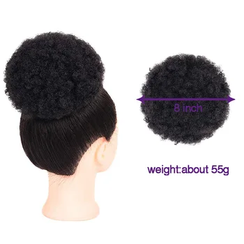 TALANG Sintetičnih Puff African American Afro Figo Ovijte Vrvico Hairpiece Razširitev Afro Kratek Kinky Kodraste Chignon Posnetek V Lase