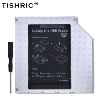 TISHRIC 9.5 mm 2nd HDD Caddy IDE na SATA 2,5 Ohišje Za Prenosni računalnik ČUDNO DVD-ROM Optibay Adapter SSD Trdi Disk Aluminijasto Ohišje