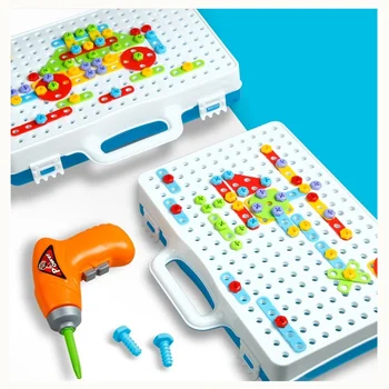 Otroci Igrače za Svedre Puzzle Izobraževalne Igrače, Otroški Komplet orodij ABS Plastike DIY Vijak Skupine Igrače Fantje Jigsaw Mozaik Zasnova Stavbe Igrača