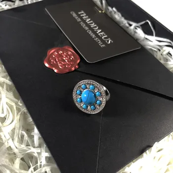 Okrogla Modra Ornament Obroč,Evropi Slog Glam Modni Dobro Nakit Za Ženske,2019 Pomlad Darilo V 925 Sterling Silver,Super Ponudbe