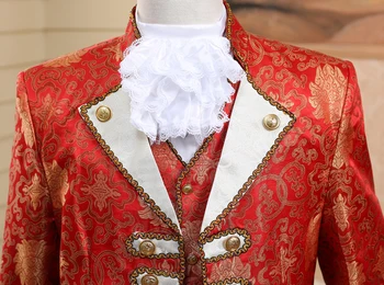 PYJTRL Moških Pet-delni Set Evropi Slog Sodišče Maršal Oblačila Ženina Poročna Rdeče Mens Obleke Stranka Fazi Pevka Kostum