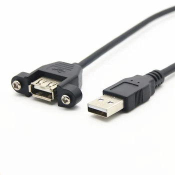 USB Panel Mount Vijak Zaklepanja USB 2.0 A Moški-Ženski Kabel Podaljšek z M3 Vijaki 30 CM