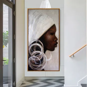 Ročno Poslikane afriške portret oljnih Slik črna bela afrika ženska obraz Slike Na Platno umetnosti Stenske slike doma dekor