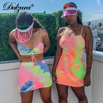Dulzura multi barvni tiskalni trak seksi žensk bodycon obleko 2019 poletje jesen brez rokavov mini stranke obleke