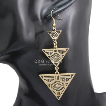 Nakit Egipt Orecchini Zlato Etnične Azteški Lestenec Trikotnik Labirint Piramid V Mehiki Gypsy Dolgo Visijo Kostum Oorbellen Uhani