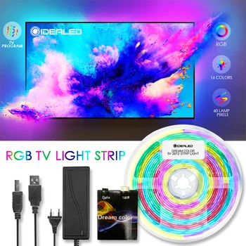 TV LED Luči Trakovi USB RGB 5V WS2812B Okoljske Svetlobe Komplet za Sinhronizacijo Barve Zaslona HDTV Namizni RAČUNALNIK Zaslon osvetlitev Ozadja