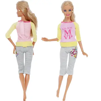 5 Kos / Nastavite Ročno Mešani Slog Obleko Luštna Bluzo Majica Mini Obleka, Gamaše, Oblačila Za Barbie Lutka Pribor Otroci Igrače
