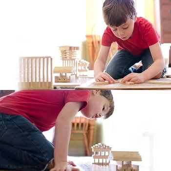 Lesena Gradnja Stavbe Model Opeke, Bloki Otrok Inteligence Igrača 100 Lesa Odbor DIY Komplet Igrati S Prijateljem Otroci Darilo