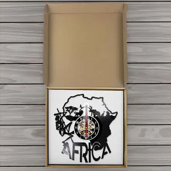 Afrika Dekor Vinyle Snemanje Stenske Ure Afriki Umetnine Laser Cut Stenska Ura Noč Luč Funkcijo Ročno Darilo za vsako Priložnost