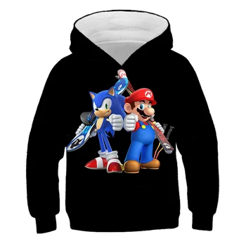 4-14 let nadzvočno otrok Sonic jeseni hoodie dolgo sleeved dekle, fant majica tee mladinska oblačila otroci športna oblačila