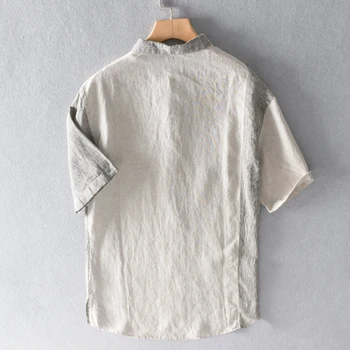 Nov slog Italija blagovne znamke perilo majica moški poletje kratek rokav lanu srajce za moške priložnostne fashion majica mens dihanje overhemd