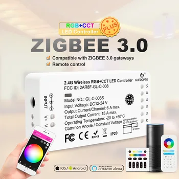 GLEDOPTO Zigbee RGBCCT LED Krmilnik Plus RGB SCT Pametno Delo z Amazon Alexa Echo 3.0 Prehod APP Remote Control 12V 24V