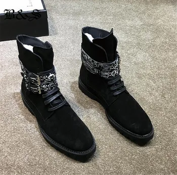 Black& Ulica Ruta sponke traku pravega usnja, semiša moške vojaške trener čevlji Ročno kakovosti čevlji