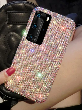 Luksuzni Kristalno Polno Diamond Primeru Telefon Za Huawei P40 P30 P20 Mate 40 30 20 Čast 30 Lite Pro P Smart 2019 2020 jewelled Pokrov