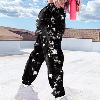 2020 Tie Dye Sweatpants Ženske Elastične Visoko Pasu Vrečasta Hlače Hip Hop Priložnostne Ohlapne Hlače Lady Modni Roza Hlače Jogging Hlače