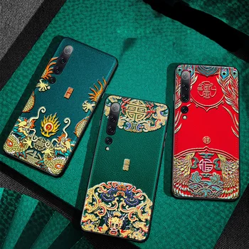 Reliefni Usnja, Hrbtni Pokrovček Za Xiaomi mi 10 Xiaomi mi 10 pro Primeru, Posebno Kitajsko Slog Telefon Primerih Aixuan