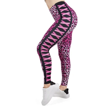 Ženske Legging roza leopard, Tiskanje Leggins Slim Visoko Elastičnost Legins Priljubljenih Fitnes Dokolenke Hlače Ženske