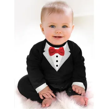 Moda Toddlder Newbore Baby Boy Formalno Obleko Stranko Poroko Jopičem, Gospod Kratek Rokav Romper Jumpsuit Obleko Nositi Oblačila