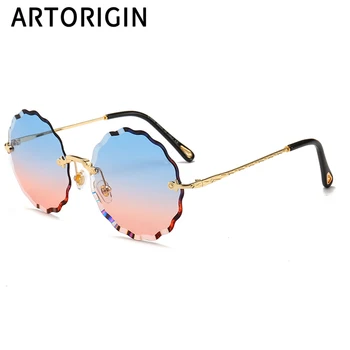 2019 Luksuzni Okrogla sončna Očala Ženske blagovne Znamke Oblikovalec Rimless sončna Očala za Žensko Odtenek Moda Rosie Očala