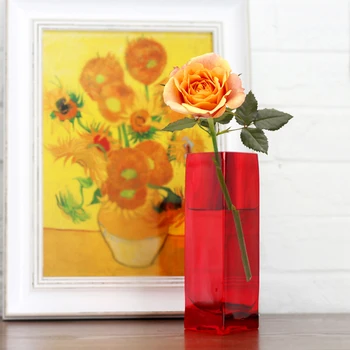 Sodobna Rdeča Steklena Vaza Ročno piha Poročno Dekoracijo Cvet Vazo Trobenta Pregleden Vaze, Posode Vaso Doma Dekoracijo